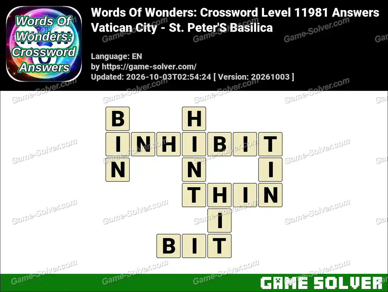 Words Of Wonders: Crossword Level 11981 Answers – Vatican City – St. Peter’S Basilica